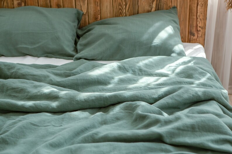 Moss Green Linen Pillow Sham Natural Softened Linen Etsy