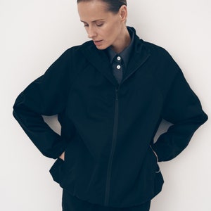 Waterproof cotton bomber jacket in black