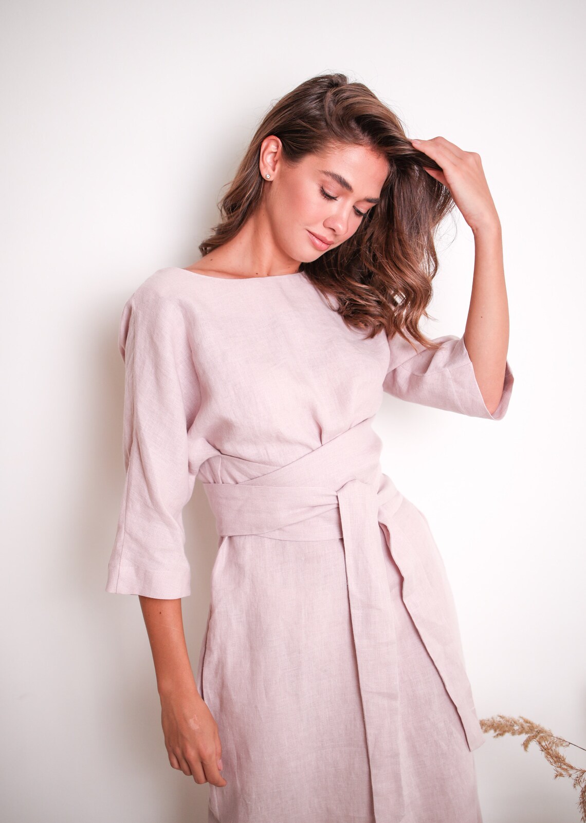 burnt orange linen dress