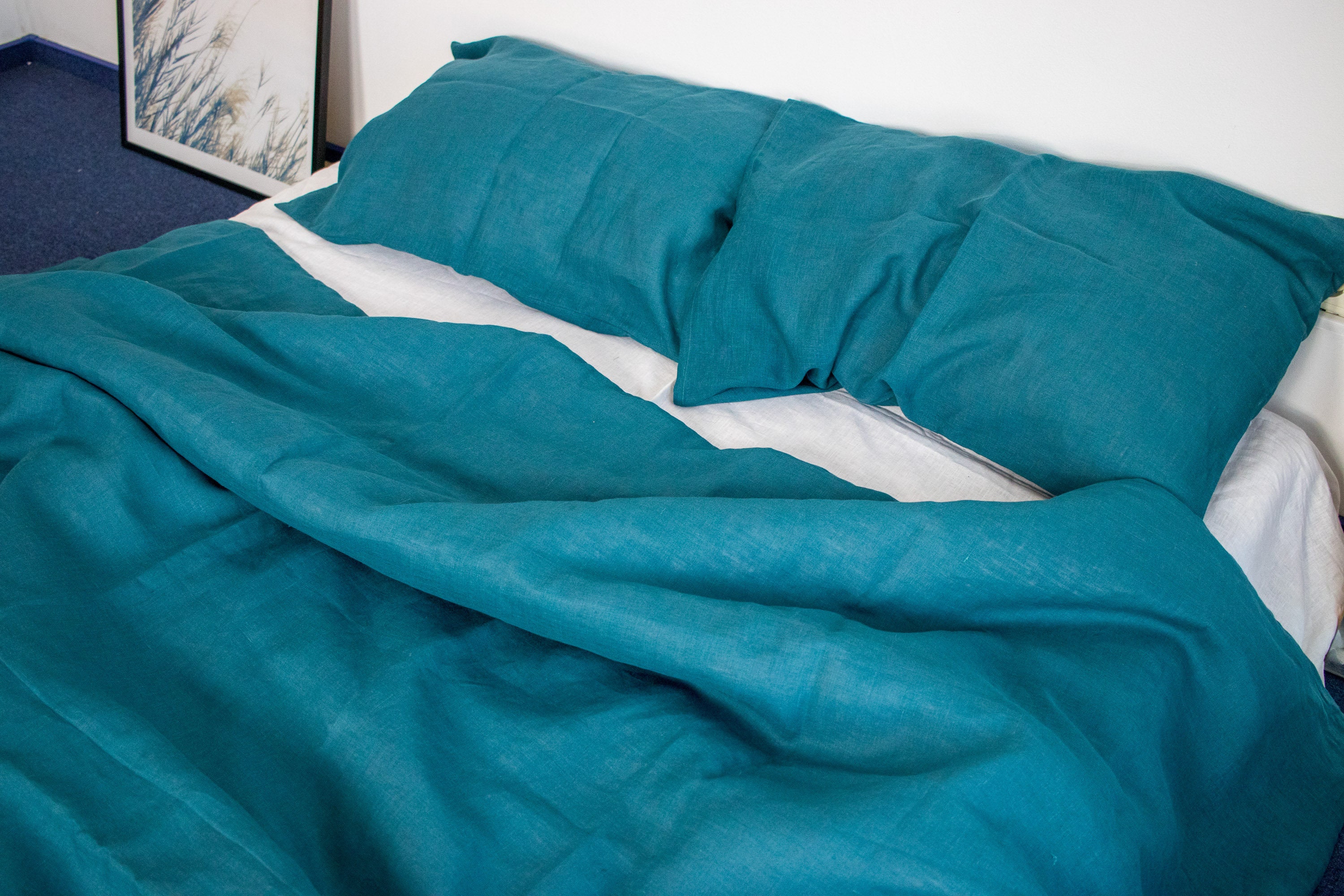 Linen duvet cover set in light blue color Etsy