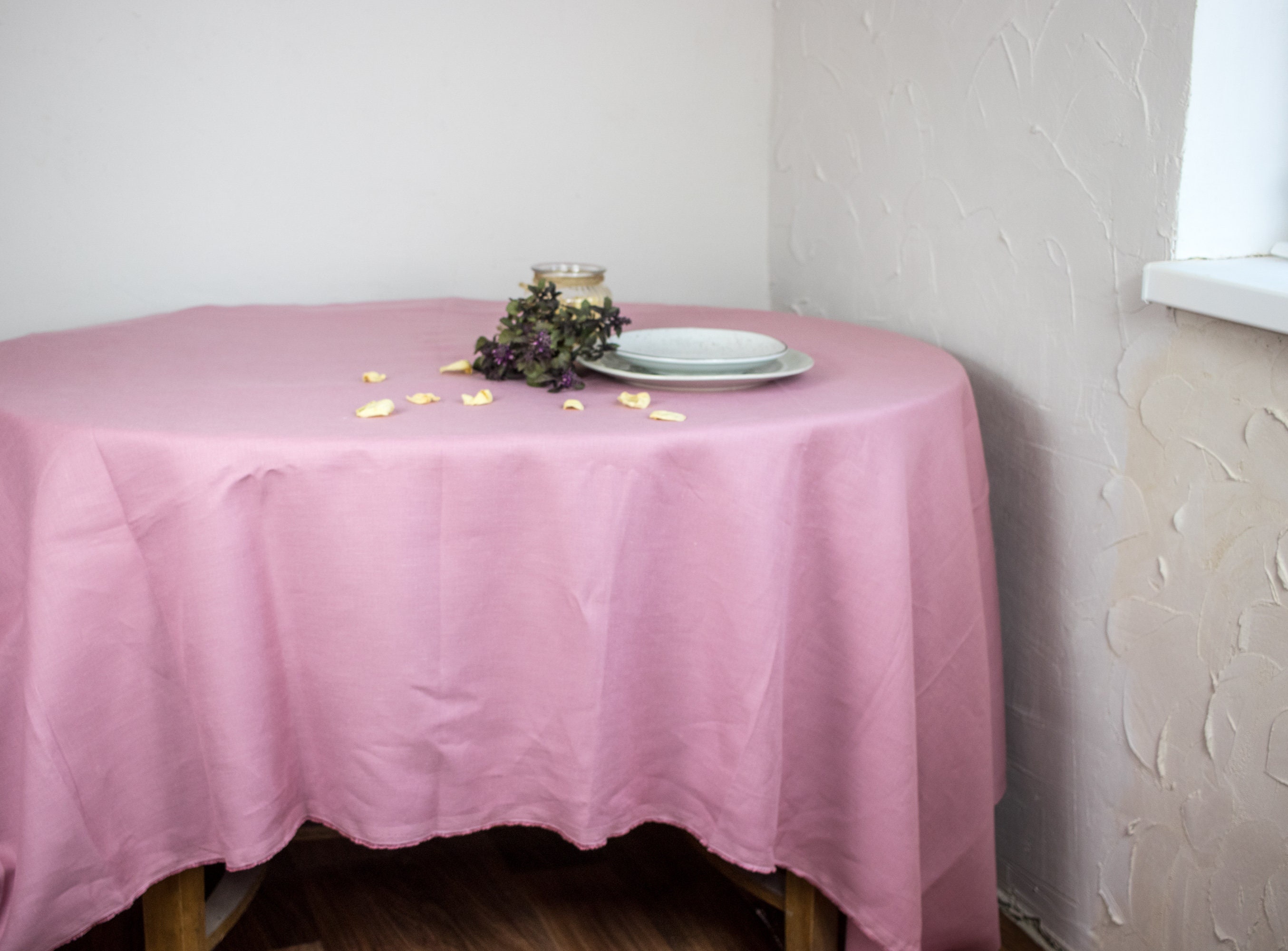 Pale pink linen tablecloth Round square rectangular linen Etsy