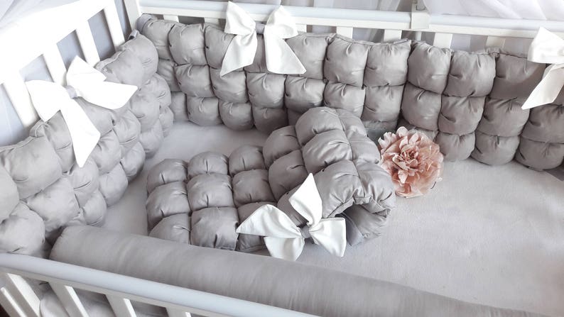 Gray Baby Crib Bumper Bubble Blanket Bumper Crib Bedding Set Etsy