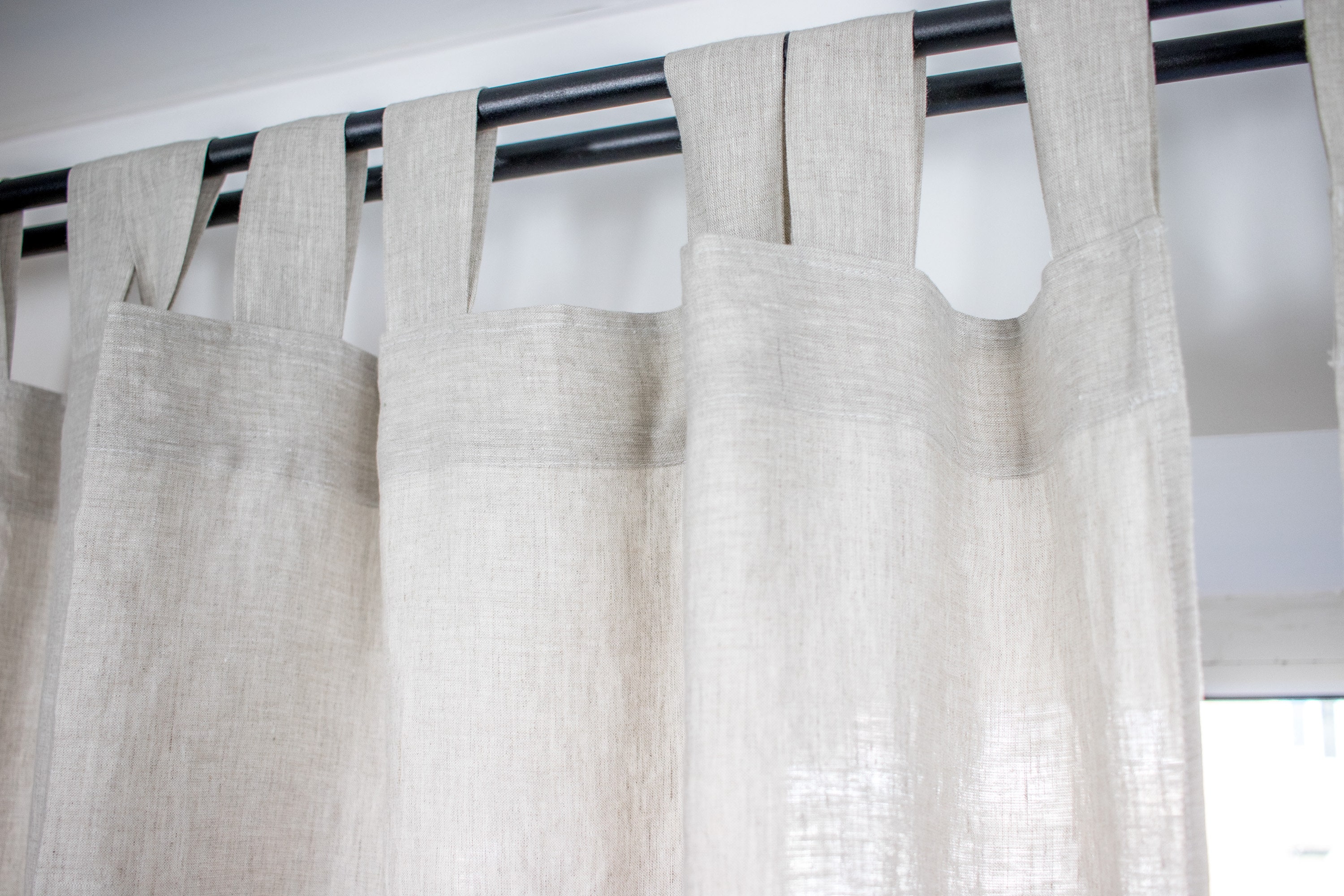 Natural linen tab top curtains Oatmeal linen panel curtains Etsy
