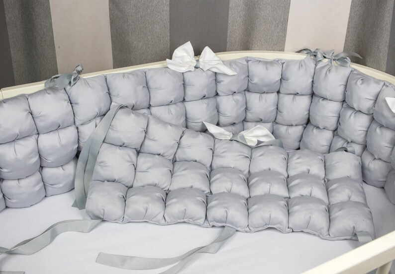 grey cot bumper