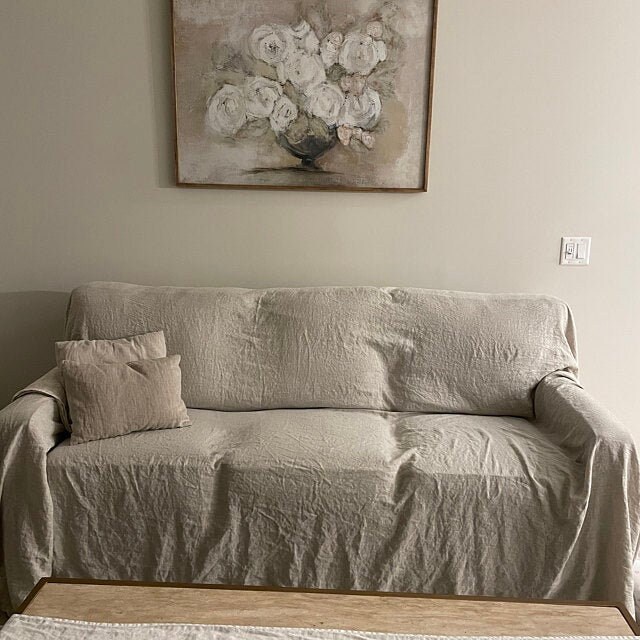 Linen couch cover Natural linen sofa drop cloth cover Organic Etsy