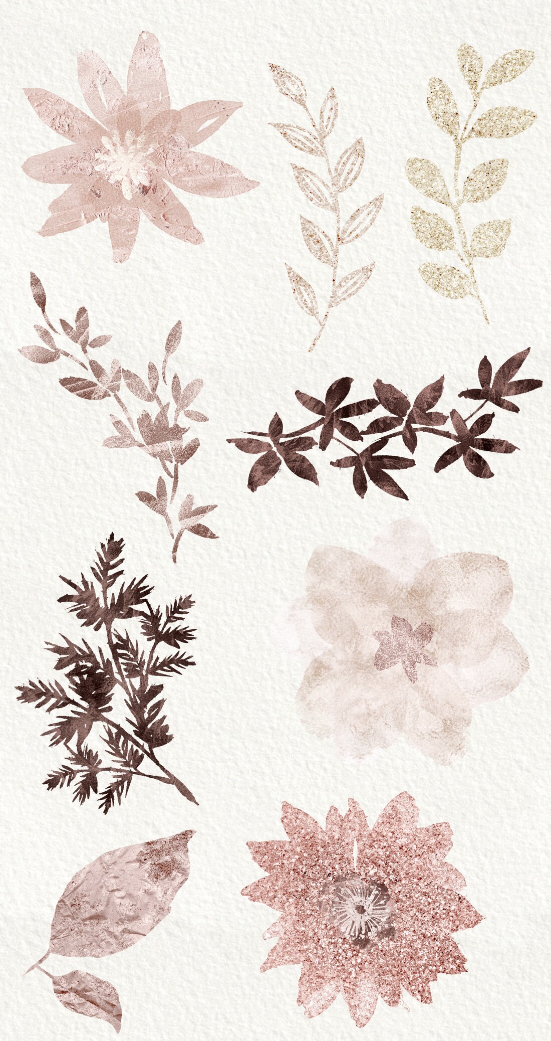 Rose Gold Floral Clipart Rose Gold Flowers Rose Gold Etsy