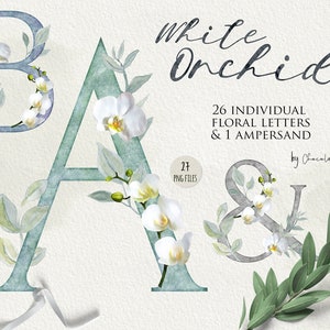 Floral letters clipart, alphabet clipart, wedding letters clipart, invitation design, logo design, monogram printable, printable letters