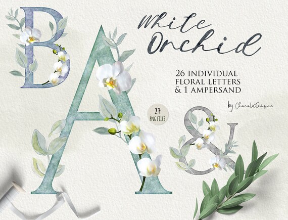 floral letters clipart alphabet clipart wedding letters etsy