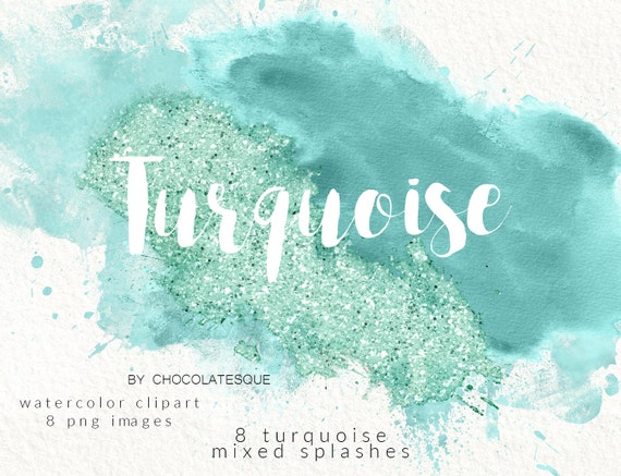 Turkis Spritzer Turkis Clipart Turkis Aquarell Aquarell Etsy