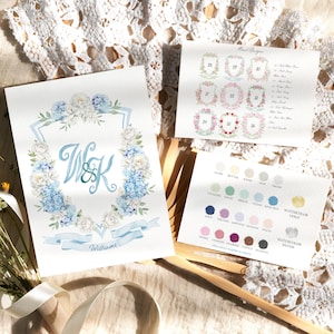 Custom Watercolor Floral Wedding Crest Monogram (Digital Download)