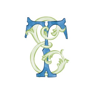 Monogramma personalizzato ad acquerello, design digitale
