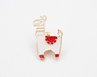 Broche de llama esmaltada, alfiler de llama, broche de tejido, accesorio de tejido, regalo de tejido, alfiler de llama