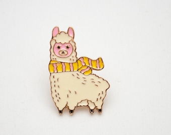 Alpaca Brooch Enamel Pin Brooches, Alpaca With Scarf Pin Brooches, Knitting Accessory, Knitting Gift