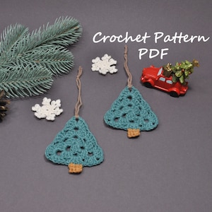 Crochet PATTERN Christmas Tree Ornaments, DIGITAL PDF, Crochet Pattern Christmas Decor, Christmas Tree Decorations, Easy Crochet Pattern