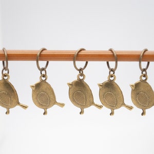 Bronze Birds Stitch Markers, Set of 5, Knitting Stitch Markers, Handmade Markers, Stitch Markers For Knitting
