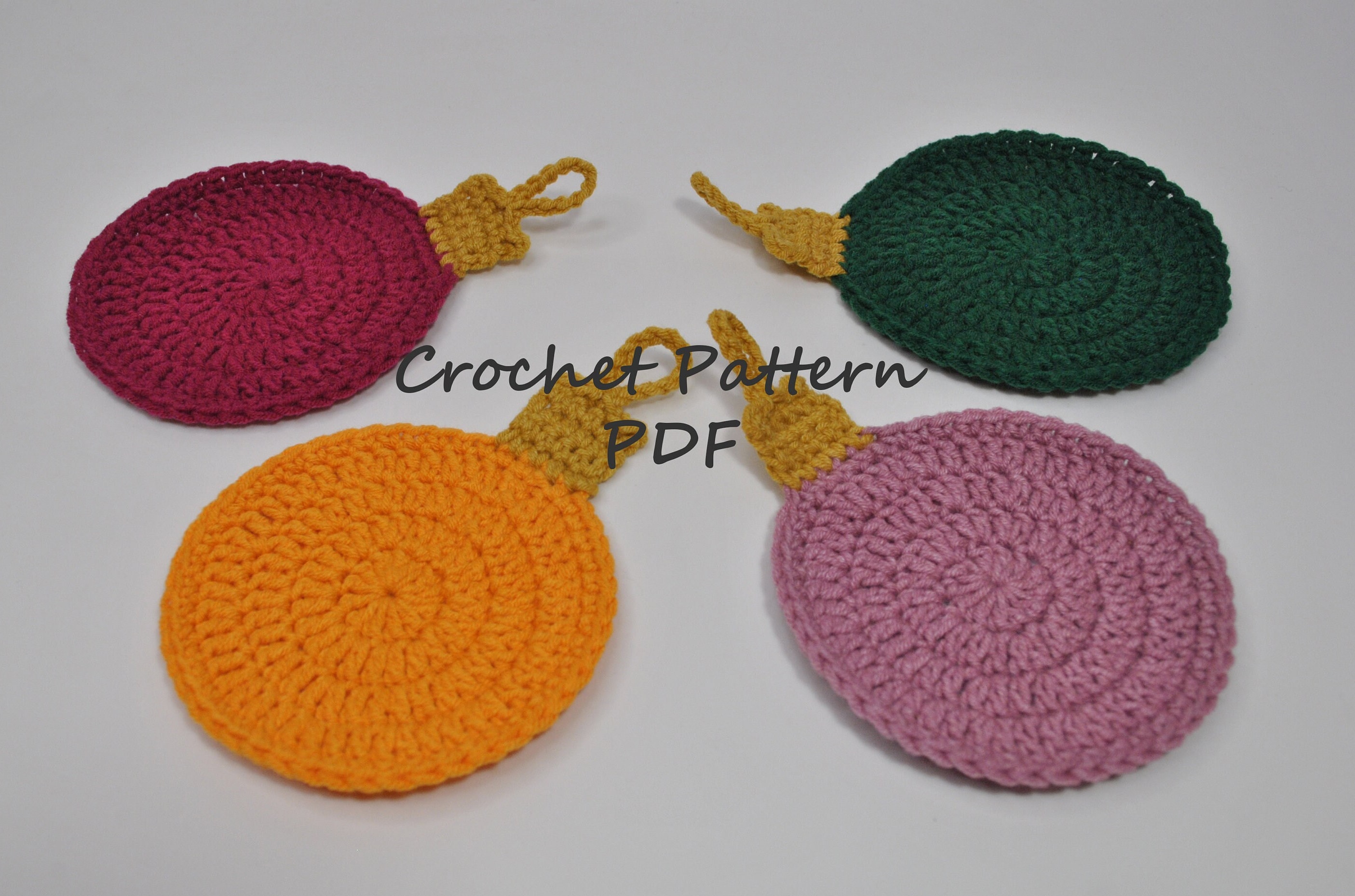 Crochet PATTERN Christmas Coasters, DIGITAL PDF, Crochet Pattern Christmas Decor, Christmas Baubles Coasters, Christmas Ornaments