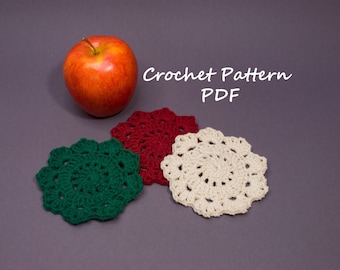 Crochet PATTERN Christmas Coasters English, DIGITAL PDF, Crochet Pattern Christmas Decor, Christmas Coasters Crochet, Christmas Ornaments