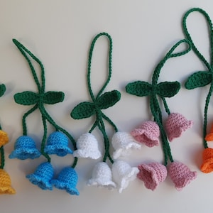 Crochet Car Accessories, Lily of the Valley Car Mirror Accessory, Crochet Car Charm, Accessory For Bags, Crochet Flowers Decorations