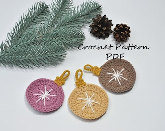 Crochet PATTERN Christmas Ornaments, DIGITAL PDF, Crochet Pattern Christmas Decor, Christmas Tree Decorations, Easy Crochet Pattern Decor