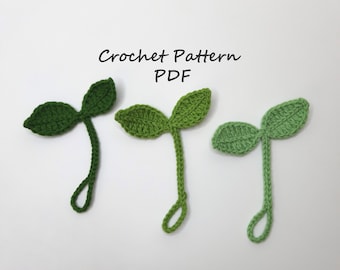 Crochet PATTERN Sprout Leaf, DIGITAL PDF, Headphone Sprouts, Cable Keeper, Headphones Accessory, Crochet Leaf Gift For Plant Lover