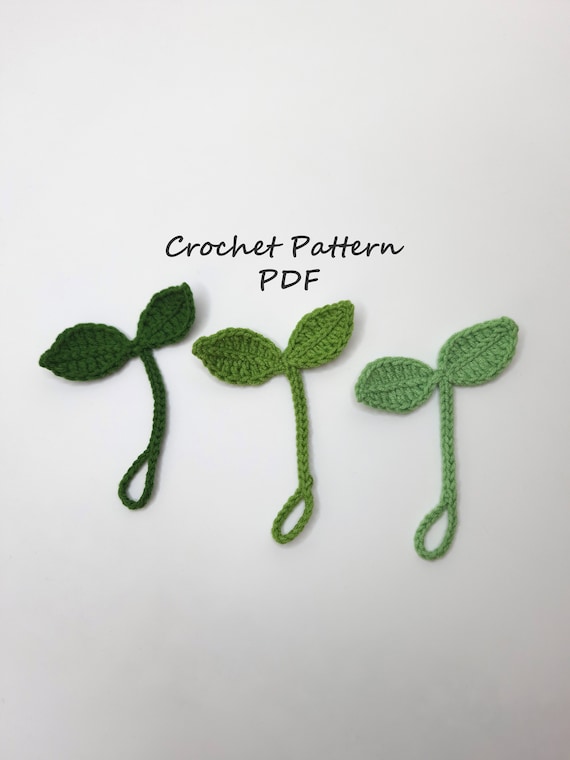 Crochet PATTERN Sprout Leaf, DIGITAL PDF, Headphone Sprouts, Cable Keeper, Headphones Accessory, Crochet Leaf Gift For Plant Lover