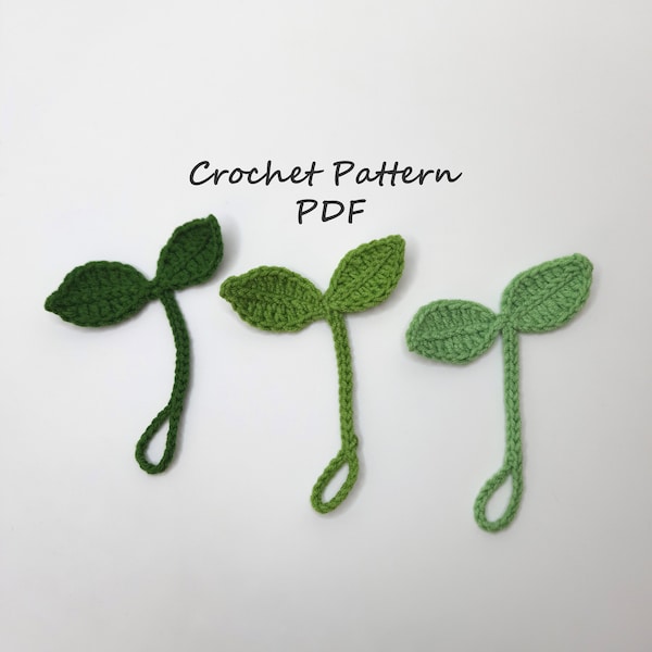 Crochet PATTERN Sprout Leaf, DIGITAL PDF, Headphone Sprouts, Cable Keeper, Headphones Accessory, Crochet Leaf Gift For Plant Lover