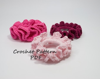 Crochet Two PATTERNS Scrunchies, Digital PDF, Beginner Crochet Patterns Hair Scrunchies, Set Digital Crochet Pattern PDF Easy Pattern
