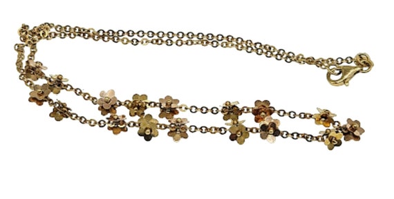 Delicate vintage flower 14K gold necklace - image 2