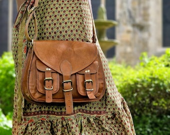 Rustic Leather Hand Bag, Leather Saddle Bag, Boho Bag, Small Leather Handbag, Real Leather, Handmade Bags