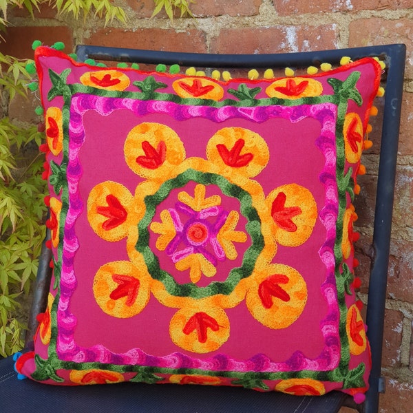 Embroidered Suzani Cushion cover, Boho Cushions, Pillow Covers, Indian Cushion, Scatter Cushions