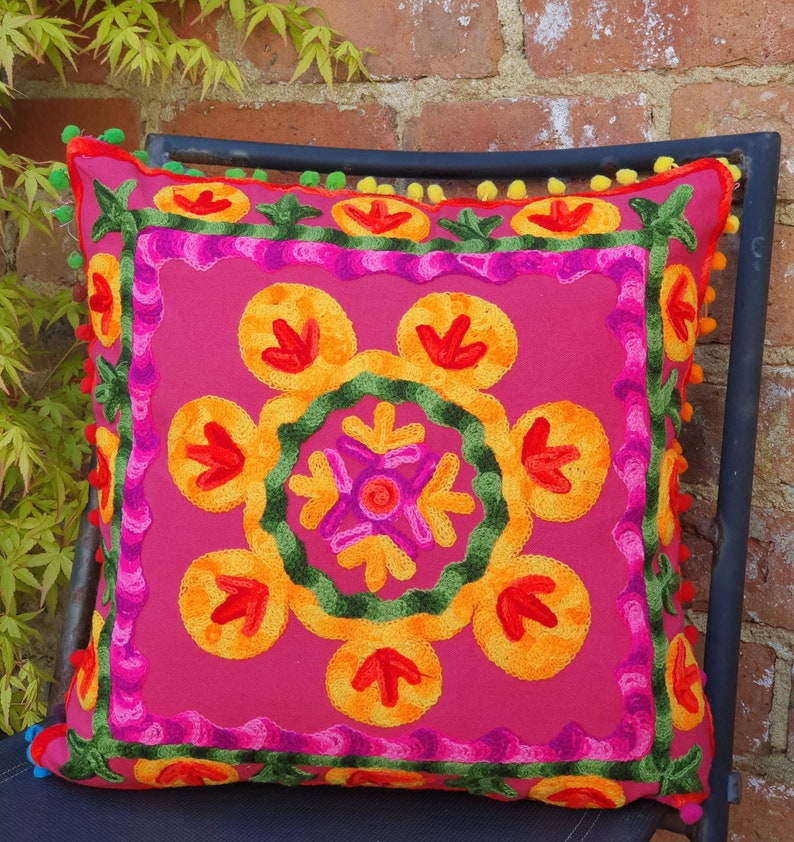 Handmade Embroidered Suzani Cushion cover Boho Cushions Etsy