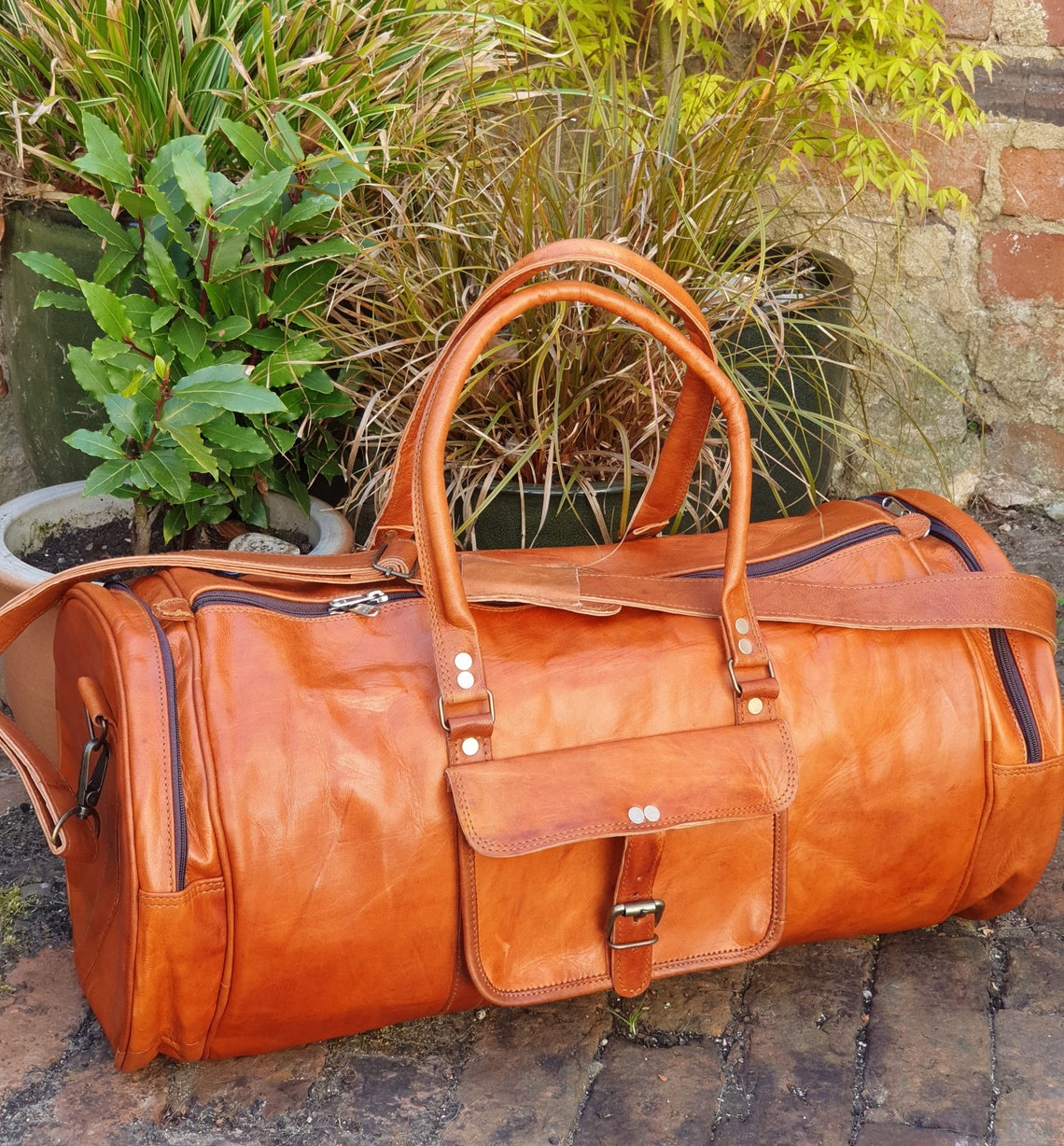 Hand Made Real Leather Overnight Bag Leather Holdall Rustic Etsy