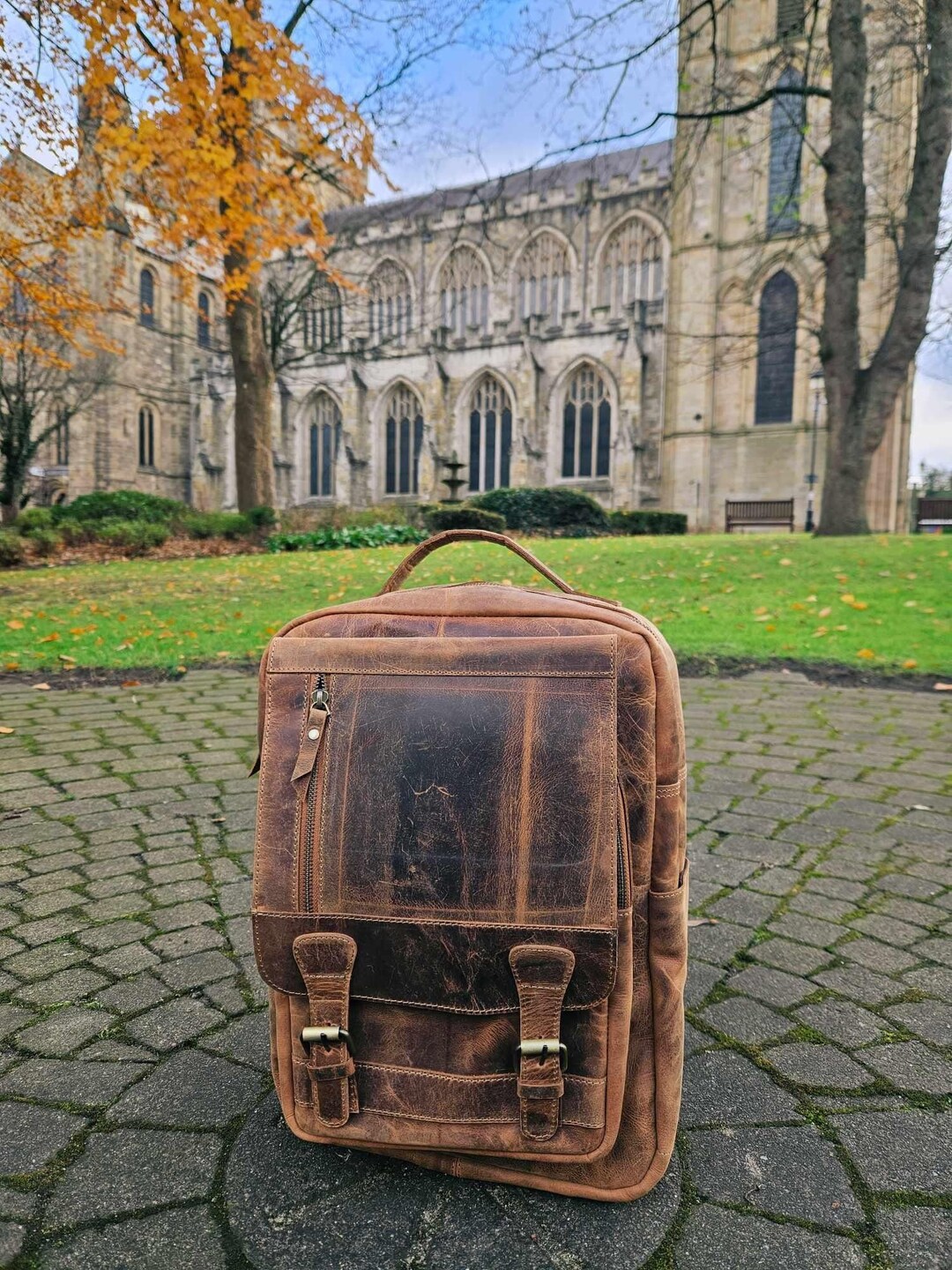 Hand Made Real Leather Back Pack, Rustic Tan Leather Back Pack, Leather ...