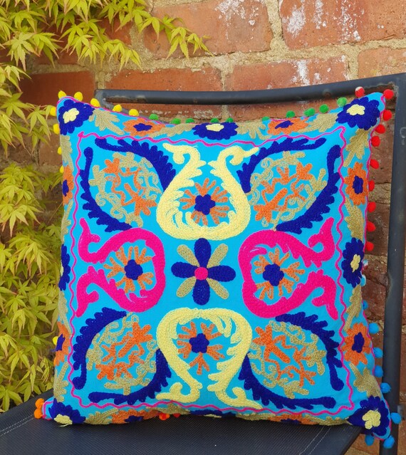 Embroidered Suzani Cushion Cover Boho Cushions Pillow Etsy