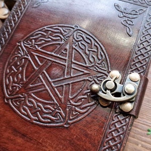 Brown Leather Pentacle Journal Pentagram Book of Shadows Leather Diary GrimoireLeather Journal Leather Book image 2