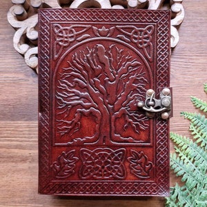 Embossed Brown Leather Tree of Life Journal: Handmade Book of Shadows