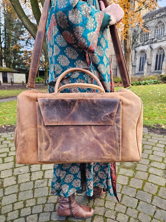 Real Leather Weekender Bag, Leather Holdall, Rustic Travel Bag, Square  Travel Bag, Handmade Bag, Buffalo Leather Overnight Bag