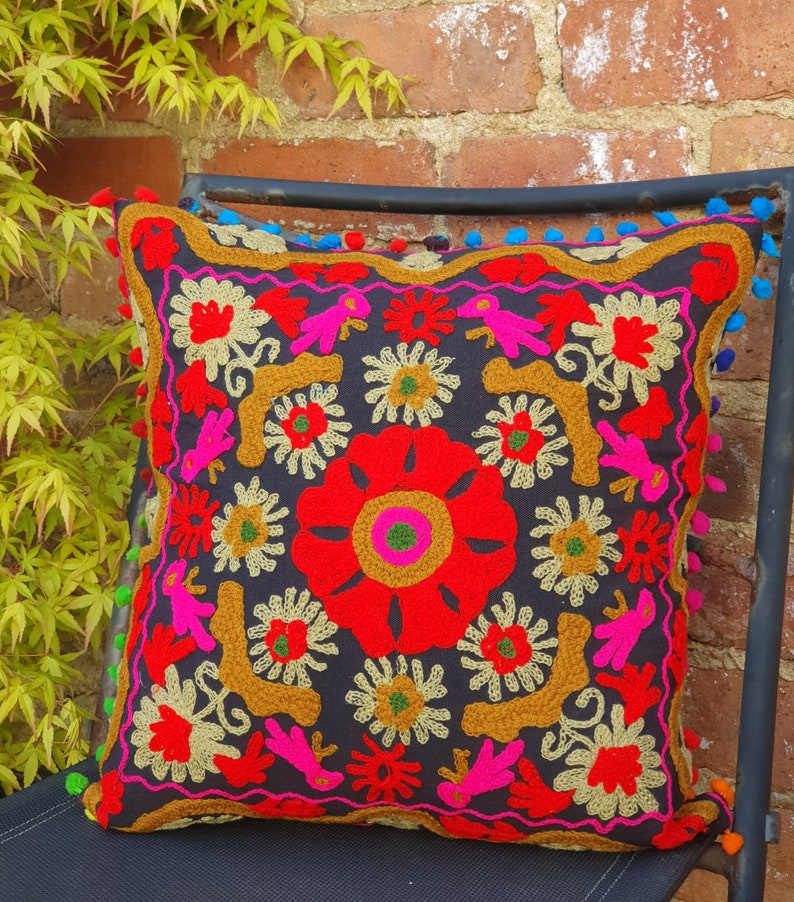 Handmade Embroidered Suzani Cushion cover Boho Cushions Etsy