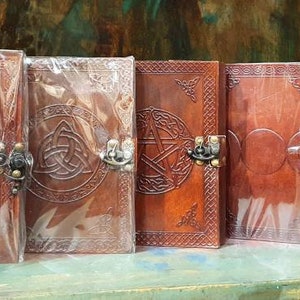 Brown Leather Pentacle Journal Pentagram Book of Shadows Leather Diary GrimoireLeather Journal Leather Book image 9