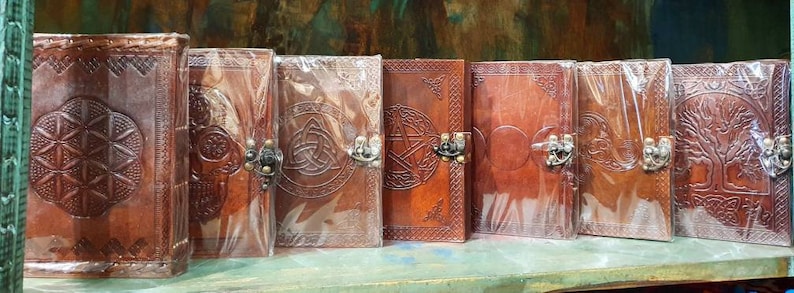 Brown Leather Pentacle Journal Pentagram Book of Shadows Leather Diary GrimoireLeather Journal Leather Book image 9