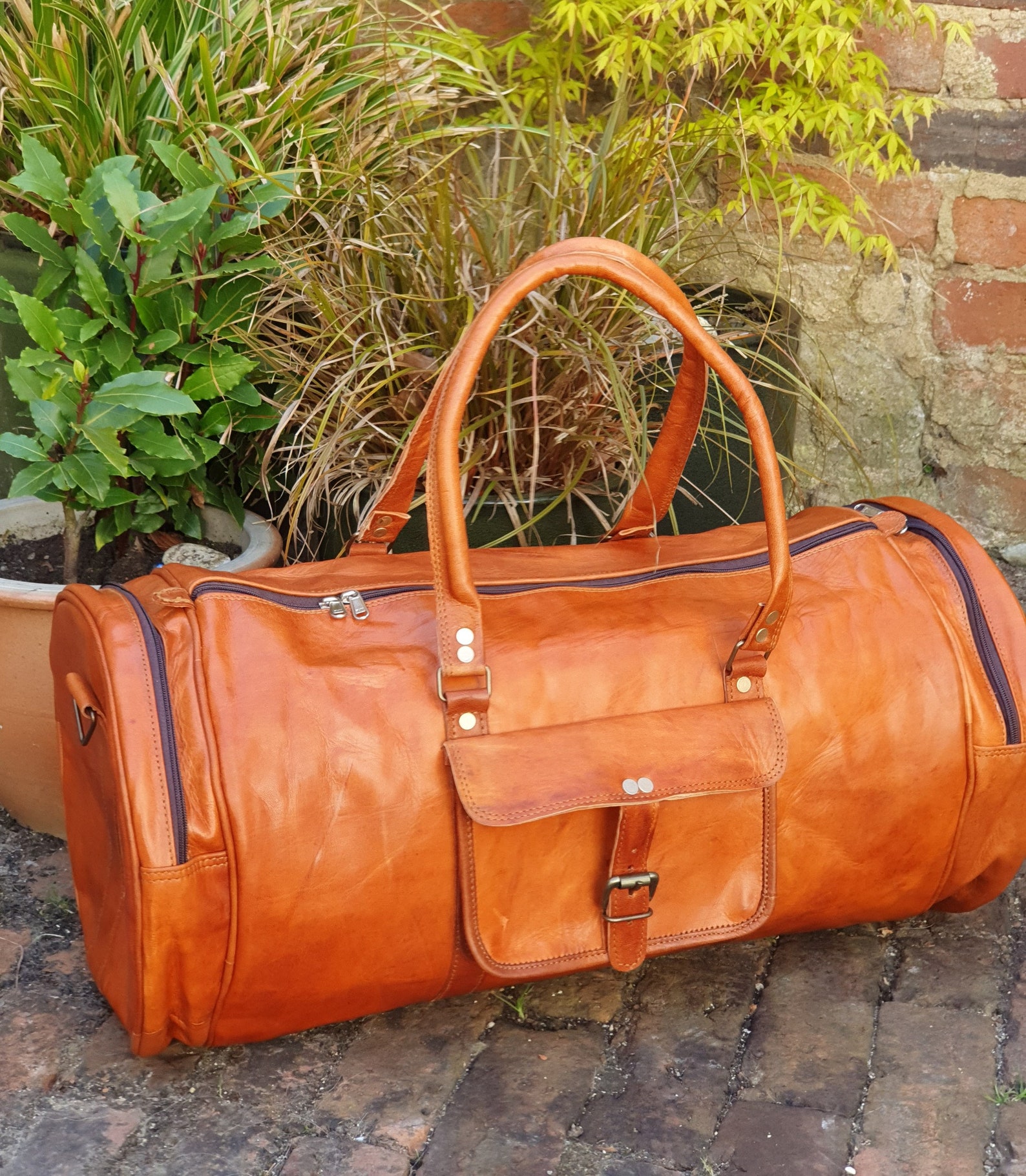 Hand Made Real Leather Overnight Bag Leather Holdall Rustic Etsy