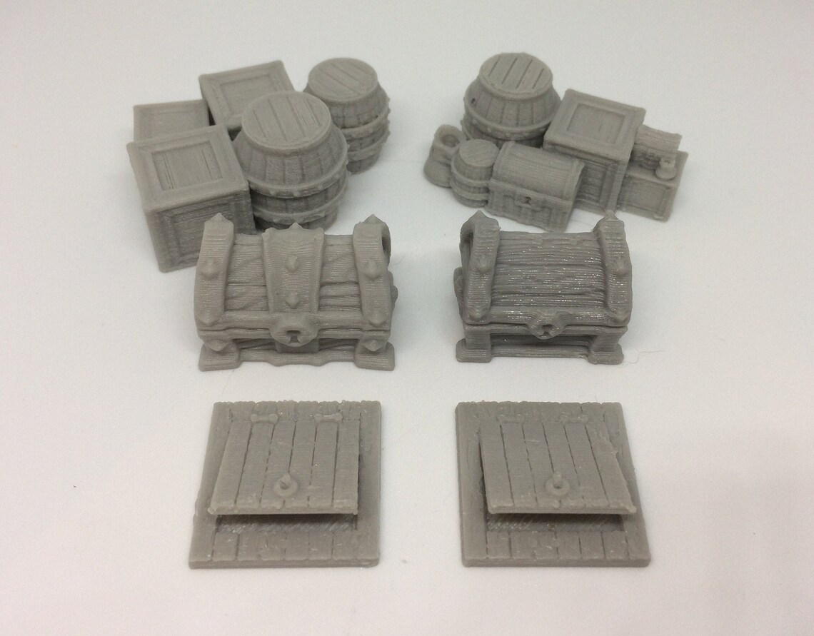 D&D RPG Tabletop Dungeon Loot Storage Set Chests Barrels Etsy