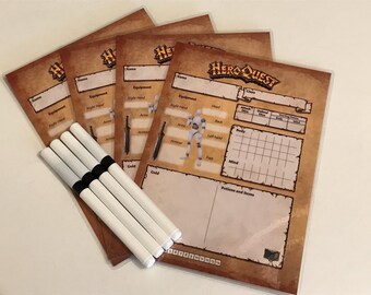 Heroquest Set of Four Reusable Character Sheets With Pens - Etsy