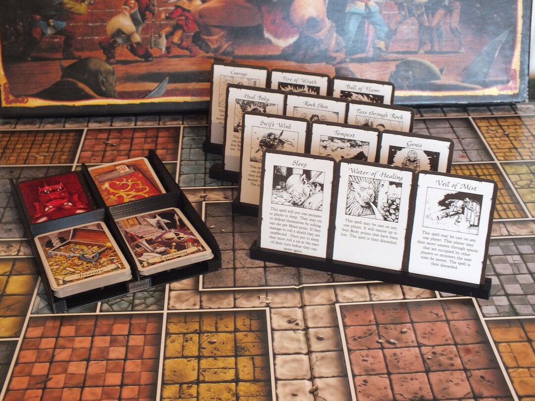 1990 Heroquest Board Game Card Deck Holder and 4 X Spell Card Holders Etsy