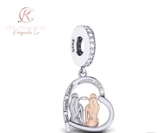 Best Friends Forever Charm Genuine 925 Sterling Silver and Rose Gold - BFF Gift