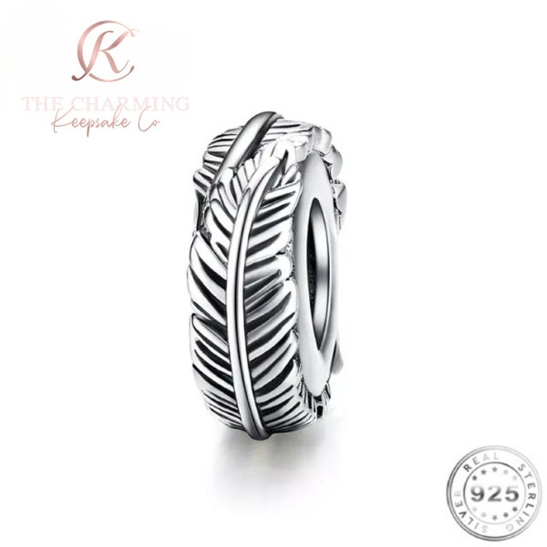 Angel Feather Spacer Charm Genuine 925 Sterling Silver