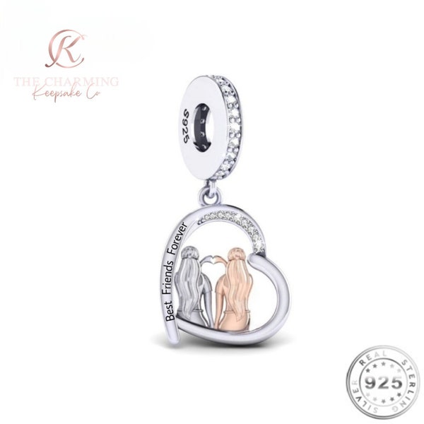 Best Friends Forever Charm Genuine 925 Sterling Silver and Rose Gold - BFF Gift