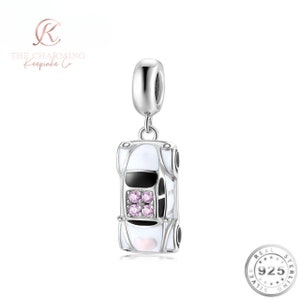 Car Charm Pink & White Genuine 925 Sterling Silver  - Passed Driving Test / New Car Gift