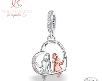 Soul Sisters Forever Friends Charm Genuine 925 Sterling Silver & Rose Gold