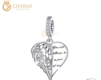 FASHIONS FOREVER® 925 Sterling Silver Angel-Heart Crystal Clip-On Charm made with SWARVOSKI® Elements